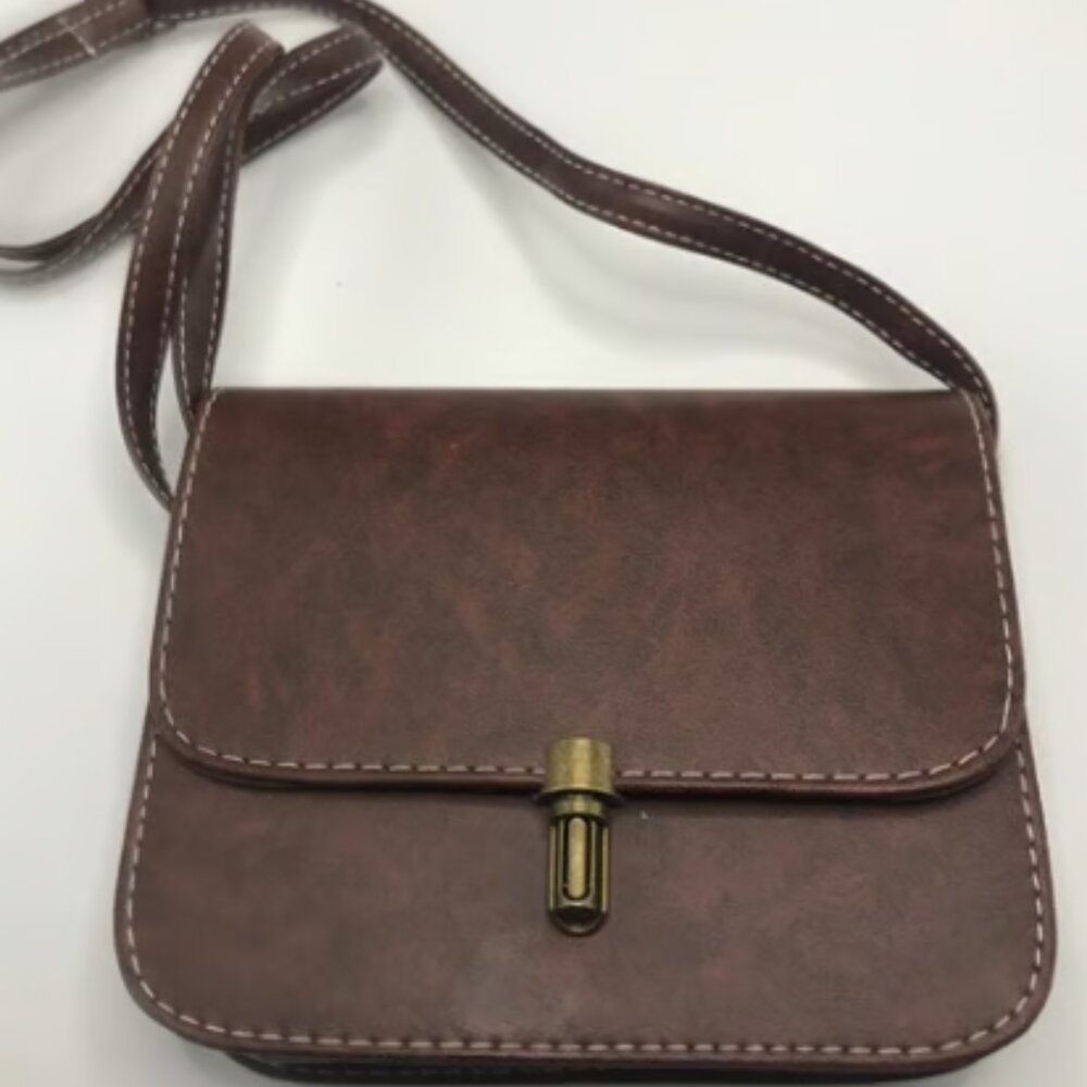 Women Bag brown color Shoulder Crossbody Bag PU Square Mob